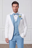 3 Piece Peak Lapel Black One Button Men's Prom Suits