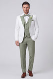 3 Piece Sage Peak Lapel One Button Men's Wedding Suits