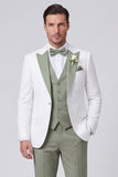 3 Piece Sage Peak Lapel One Button Men's Wedding Suits