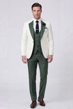 Shawl Lapel Dark Green 3 Piece One Button Men's Prom Suits