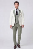 Shawl Lapel Dark Green 3 Piece One Button Men's Prom Suits