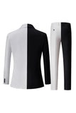 Single Black and White Notched Lapel Breasted Men's Formal Suits