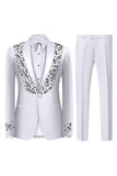 Sparkly 2-piece One Button Black Shawl Lapel Men's Wedding Suits