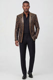 Sparkly Gold 2-piece Open Front Men's Prom Suits with Pockets