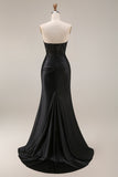 Black Lace Sweetheart Mermaid Long Prom Dress with Slit