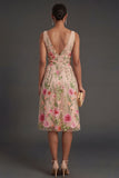 Blush Lilac Floral Backless Midi Wedding Guest Dress