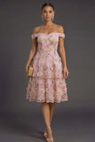 Pink Fuchsia Floral A Line Short Summer Wedding Guest Dress