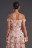 Pink Fuchsia Floral A Line Short Summer Wedding Guest Dress