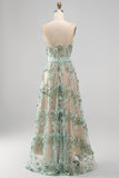 Strapless Dusty Green Corset Floral High Low Weeding Guest Dress