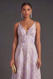 Dusty Lilac Jacquard Floral High Low Wedding Guest Dress