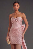 Blush Bodycon Corset Short Summer Wedding Guest Dress