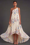 Apricot A Line Floral High Low Wedding Guest Dress