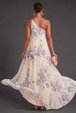 Apricot A Line Floral High Low Wedding Guest Dress