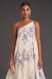 Apricot A Line Floral High Low Wedding Guest Dress
