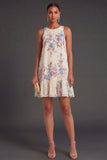 Apricot Floral Ruffled Short Summer Wedding Guest Dress