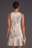 Apricot Floral Ruffled Short Summer Wedding Guest Dress