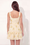 Floral Yellow Thick Straps Short Graduation Dress