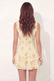 Floral Yellow V Neck Short Graduation Dress