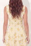 Floral Yellow V Neck Short Graduation Dress
