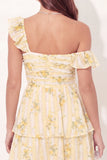 Floral Yellow Tiered Short Graduation Dress
