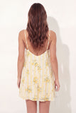 A Line Yellow Floral Spaghetti Straps Short Graduation Dress