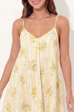 A Line Yellow Floral Spaghetti Straps Short Graduation Dress