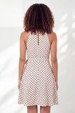 A Line White Black Dot Sleeveless Short Graduation Dress