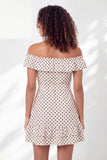 A Line White Black Dot Backless Short Graduation Dress
