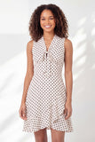 A Line White Black Dot Ruffled Short Graduation Dress