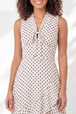 A Line White Black Dot Ruffled Short Graduation Dress