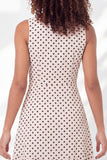 A Line White Black Dot Ruffled Short Graduation Dress