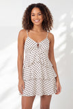 Tiered A Line White Black Dot Short Graduation Dress