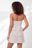 Tiered A Line White Black Dot Short Graduation Dress