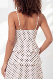 Tiered A Line White Black Dot Short Graduation Dress