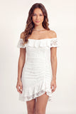 White Bodycon Off the Shoulder Short Graduation Dress