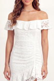 White Bodycon Off the Shoulder Short Graduation Dress