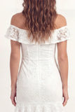White Bodycon Off the Shoulder Short Graduation Dress