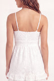 Spaghetti Straps White Lace Short Graduation Dress