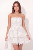 Appliqued Floral A Line White Short Graduation Dress