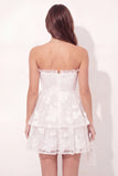 Appliqued Floral A Line White Short Graduation Dress