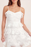 Tiered Appliqued Floral A Line White Short Graduation Dress