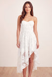 White Corset Floral Appliqued High Low Graduation Dress