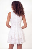 White A Line Floral Appliqued Short Graduation Dress
