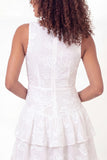 White A Line Floral Appliqued Short Graduation Dress