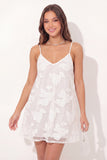 White A Line Floral Spaghetti Straps Short Graduation Dress