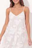 White A Line Floral Spaghetti Straps Short Graduation Dress