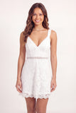 Lace White Floral A Line Short Graduation Dress