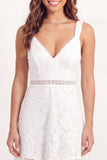 Lace White Floral A Line Short Graduation Dress