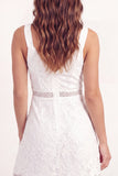 Lace White Floral A Line Short Graduation Dress