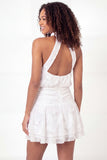 White Floral A Line Short Appliqued Graduation Dress